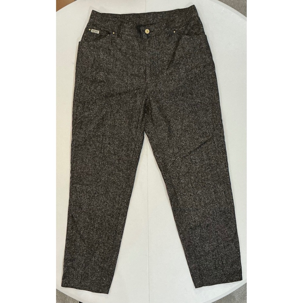 VTG Escada Margaretha Ley Pants Women 42‎ Silk Blend Tweed Metallic Tapered